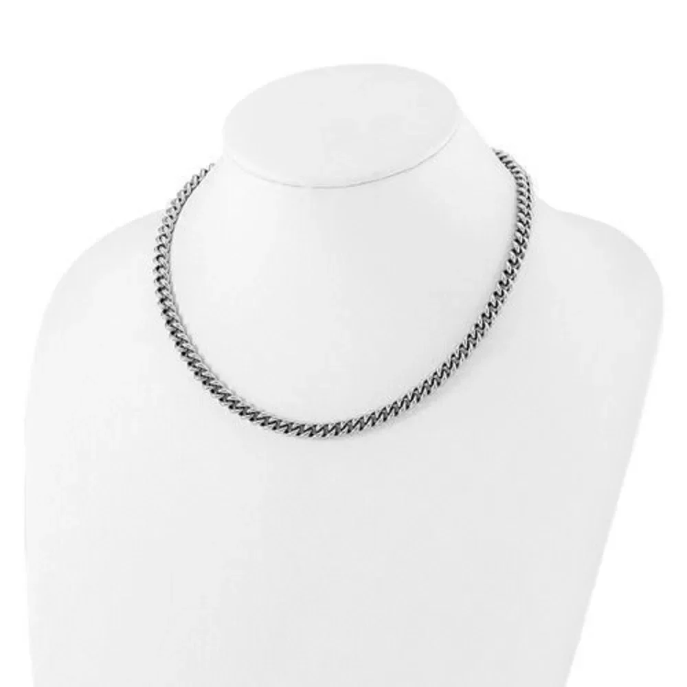 Leslie's Sterling Silver RH-plated and Rose gold-plated Curb Link Necklace